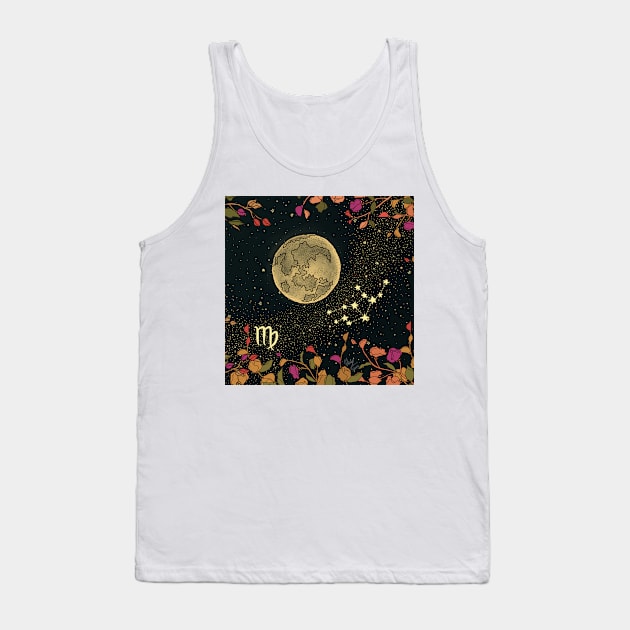 Virgo Zodiac Flower Moon Night Sky Tank Top by Sierraillustration